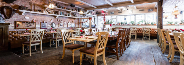 An image of the cafe from inside the front door.